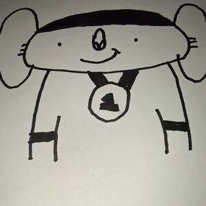 Minimalist Black and White Cartoon Illustration